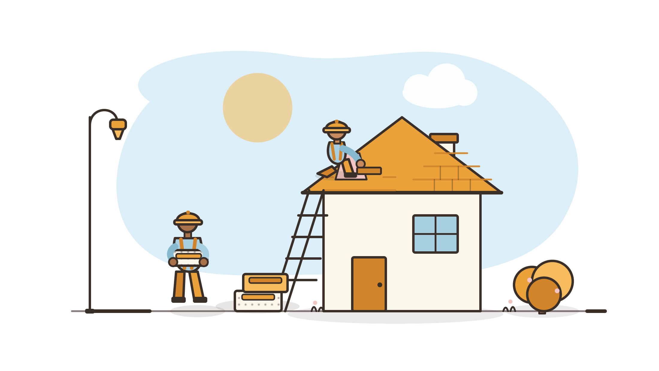 Roofers working on a homes roof